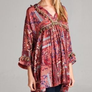 The Paisley Tassel Tunic - Raspberry